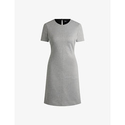 Boss Round-neck short-sleeve stretch cotton-jersey shift dress | BOSS