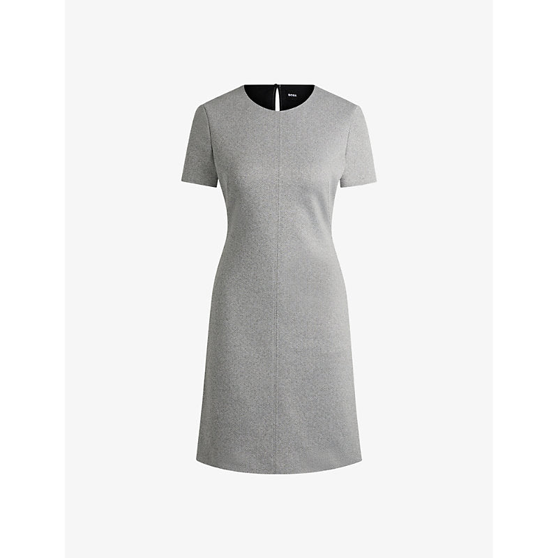 Boss Round-neck short-sleeve stretch cotton-jersey shift dress | BOSS