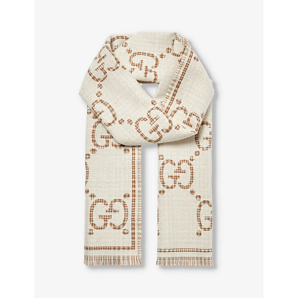 Gucci Brand-motif wool-blend scarf