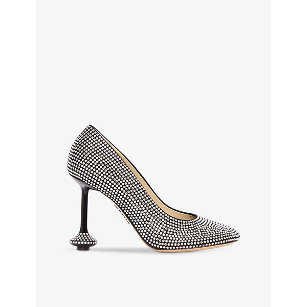 Loewe Toy 90 sculpted-heel crystal-embellished leather pumps