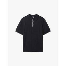  Reiss Finch contrast-trim stretch-woven polo shirt