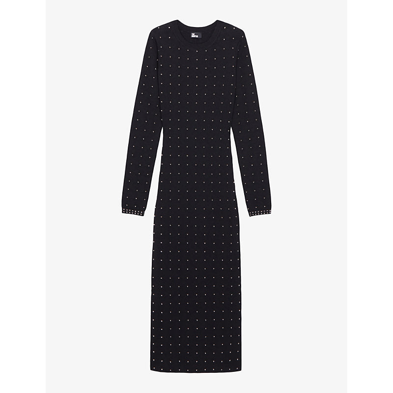  The Kooples Spike-embellishment stretch-woven midi dress