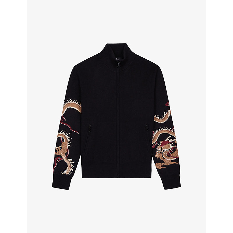  The Kooples Graphic-embroidered half-zip knitted jumper