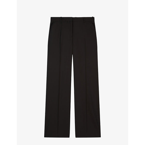  The Kooples Pressed-crease straight-leg high-rise wool trousers