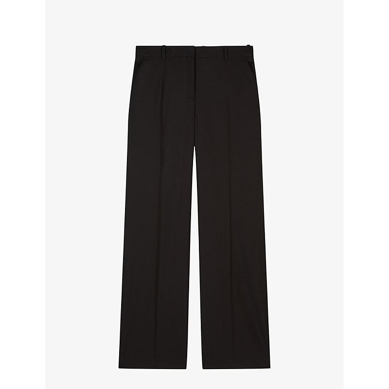  The Kooples Pressed-crease straight-leg high-rise wool trousers