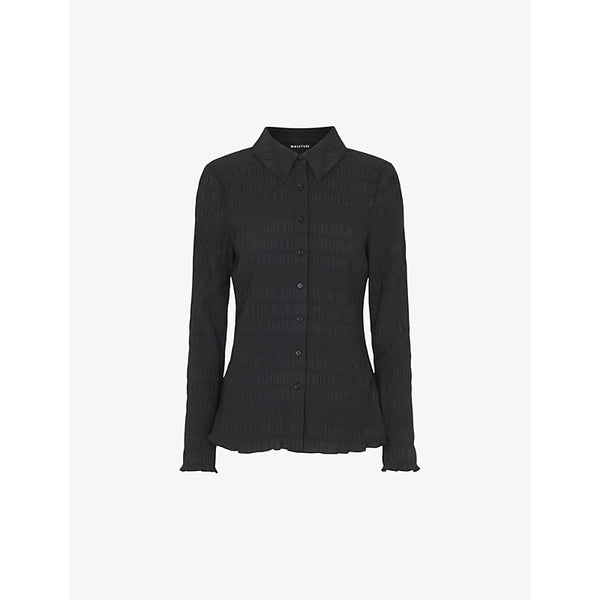 Whistles Long-sleeved plissé woven shirt