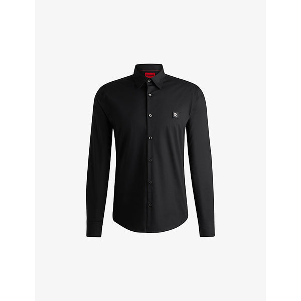  Hugo Logo-embroidered slim-fit stretch-cotton shirt