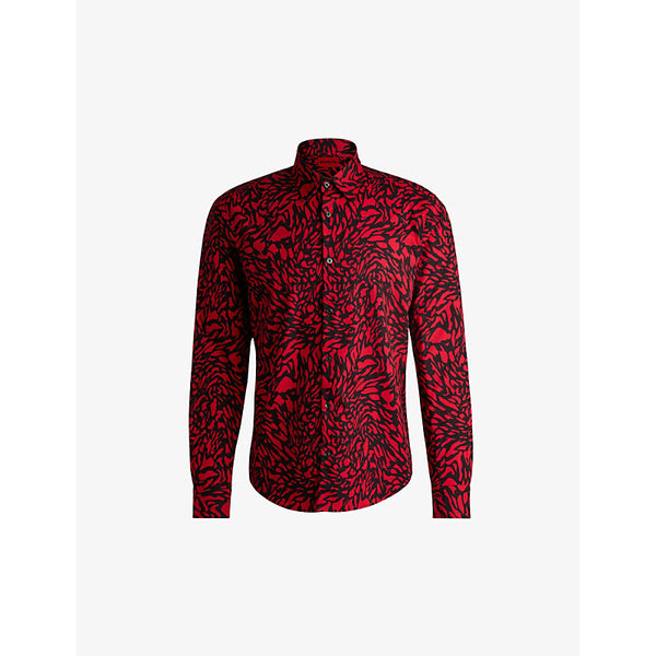  Hugo Animal-print slim-fit long-sleeve cotton shirt