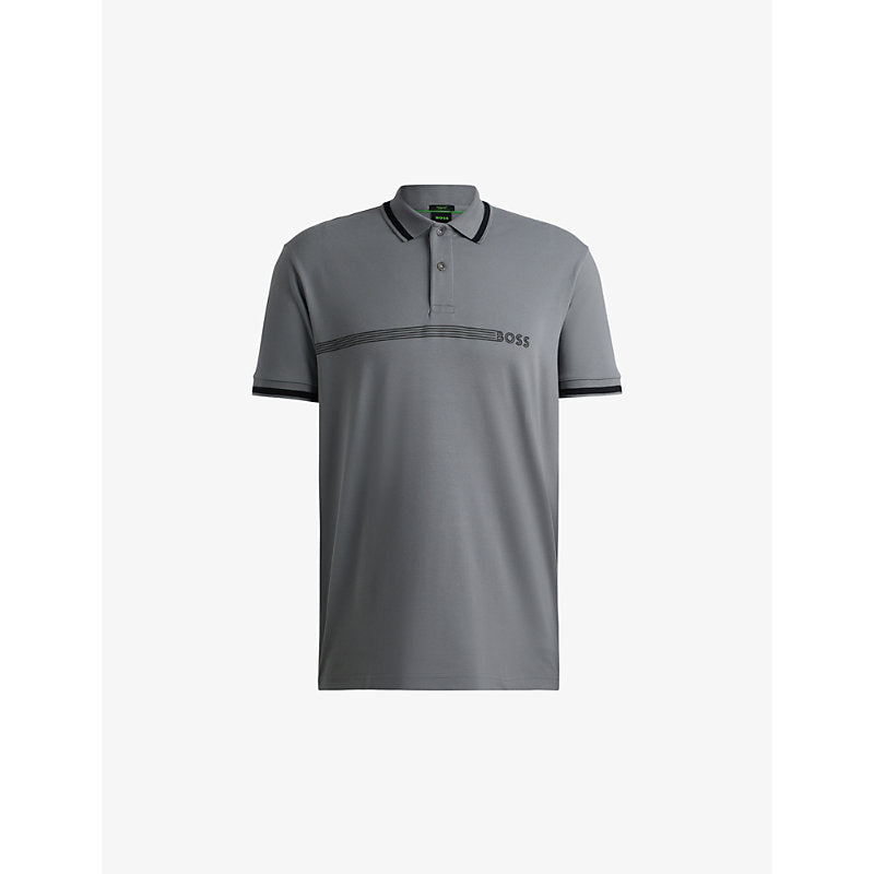  Boss Stripe-logo regular-fit stretch cotton-blend polo shirt