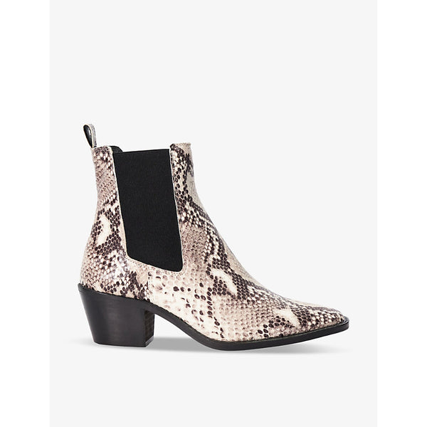 Dune Pexas Western animal-pattern suede heeled ankle boots