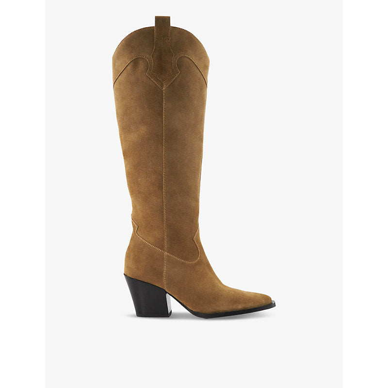 Dune Tennessee western suede knee-high heeled boots