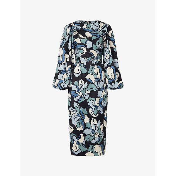 Malina Serina floral-print recycled-satin midi dress | MALINA