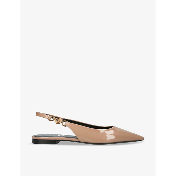 Versace Medusa patent-leather slingback flats