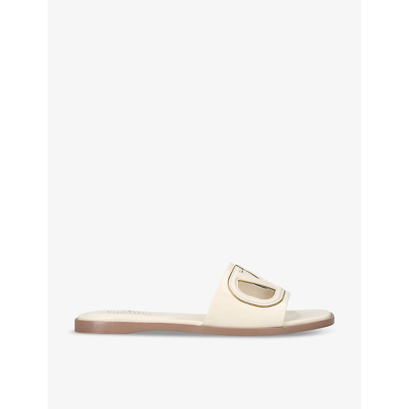  Valentino Garavani VLOGO cut-out leather slides