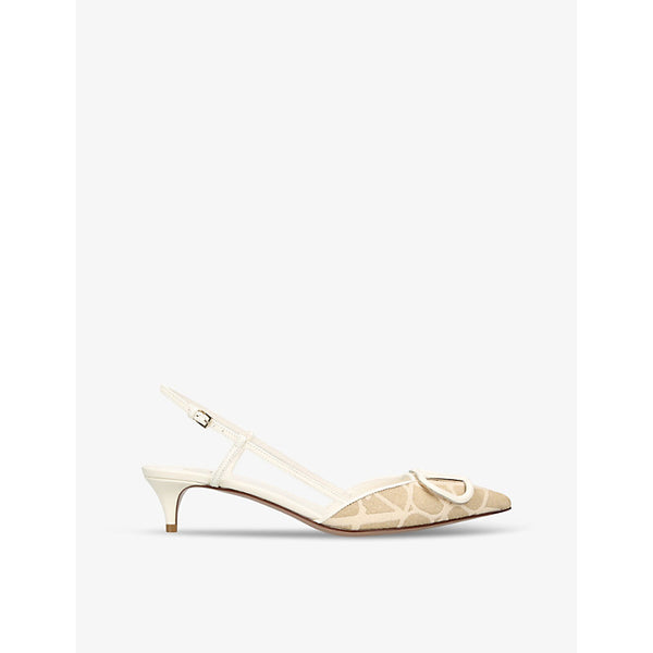 Valentino Garavani VLOGO slingback raffia heeled courts | VALENTINO GARAVANI