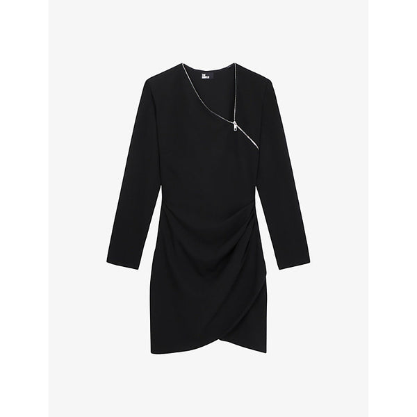  The Kooples Zip-neck long-sleeve stretch-woven mini dress