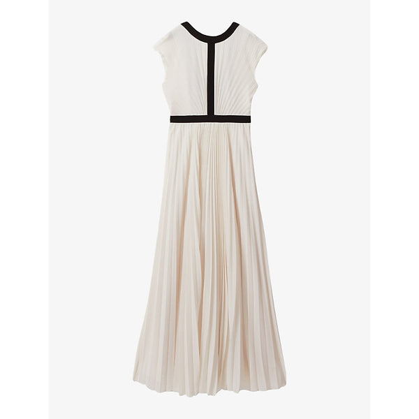 Reiss Harley pleated contrast-trim woven maxi dress