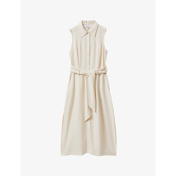 Reiss Morgan belted woven midi shirt dress | REISS