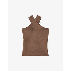  Reiss Darla cross-neck stretch-knit top