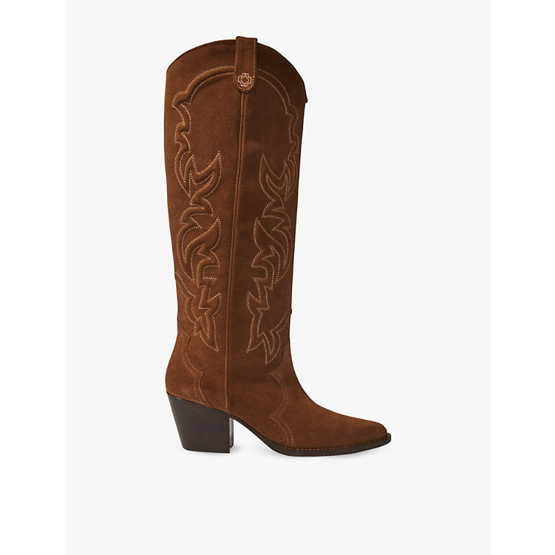 Maje Embroidered suede cowboy boots | Maje