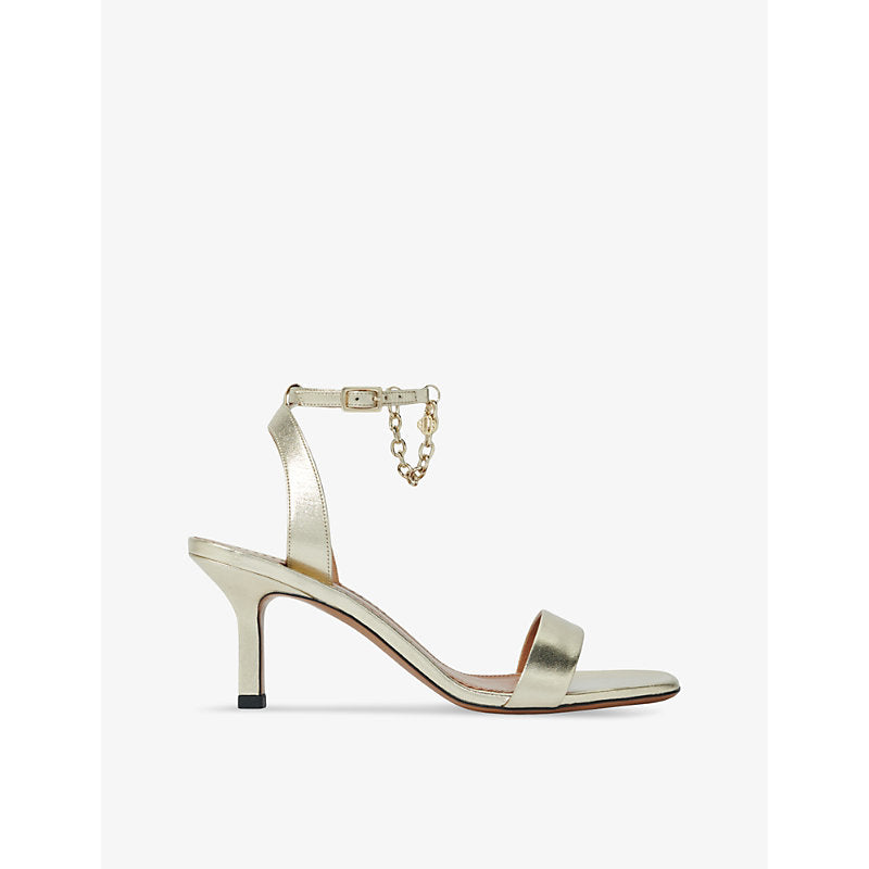 Maje Chain-embellished leather heeled sandals | MAJE