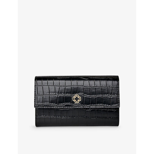 Maje Clover-embellished croc-embossed leather bag