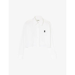  Sandro Logo-embroidered cropped cotton shirt