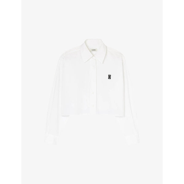  Sandro Logo-embroidered cropped cotton shirt