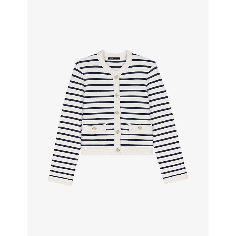  Maje Stripe-pattern stretch-knit cardigan