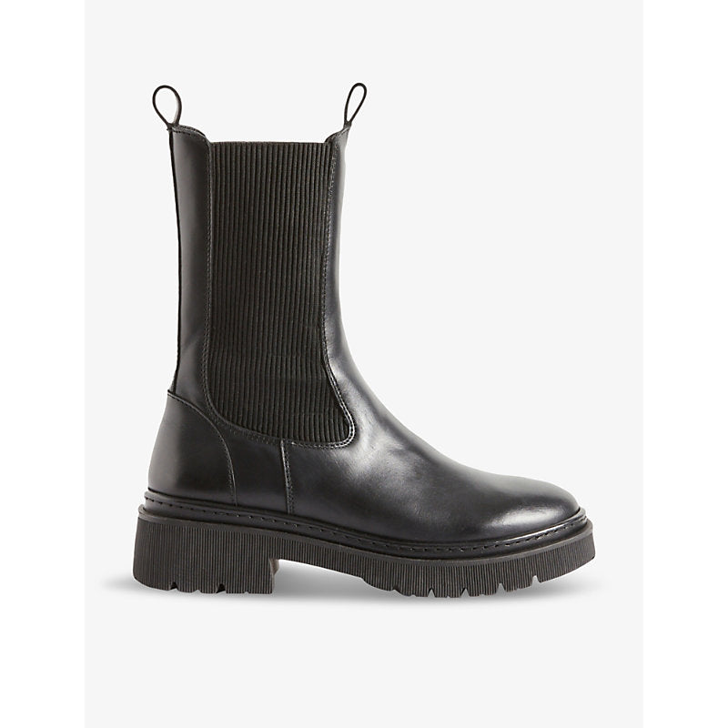 Claudie Pierlot Elasticated-side mid-height leather Chelsea boots