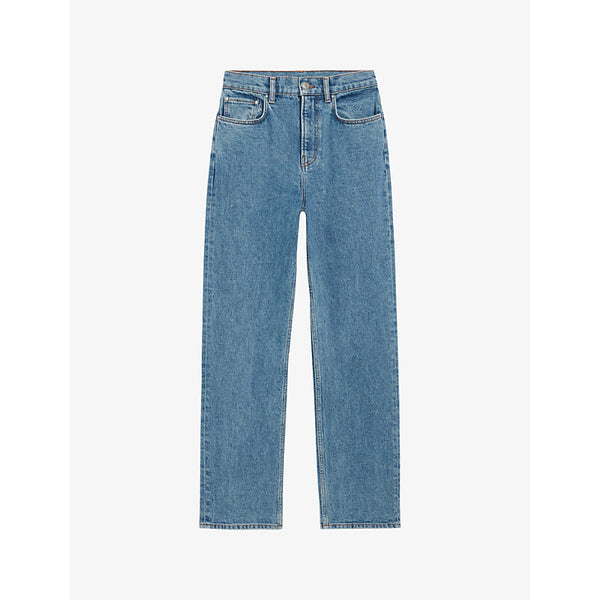 Claudie Pierlot Stonewashed straight-leg mid-rise stretch-denim jeans