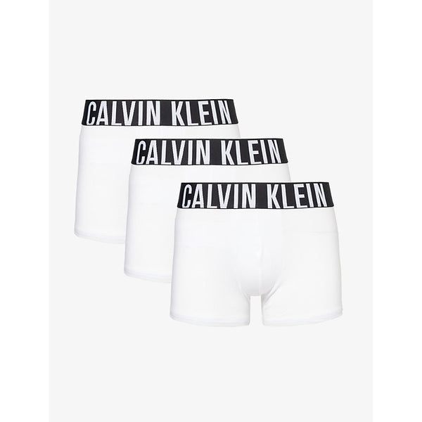 Mens Calvin Klein Logo-waistband pack of three recycled cotton-blend trunks