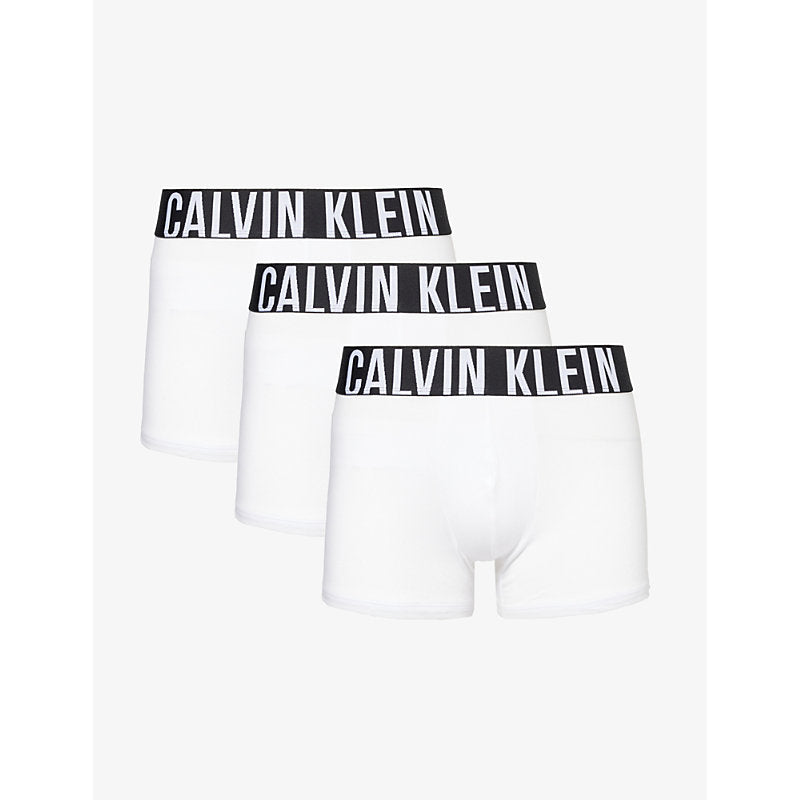  Calvin Klein Logo-waistband pack of three recycled cotton-blend trunks