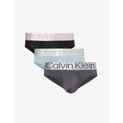  Calvin Klein Logo-waistband pack of three stretch-jersey briefs