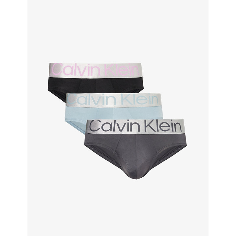  Calvin Klein Logo-waistband pack of three stretch-jersey briefs