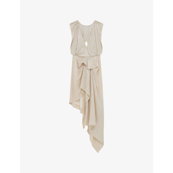 Iro Cloven asymmetric lamé linen-blend dress | IRO