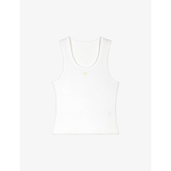 Maje Logo-embroidered ribbed stretch-cotton vest