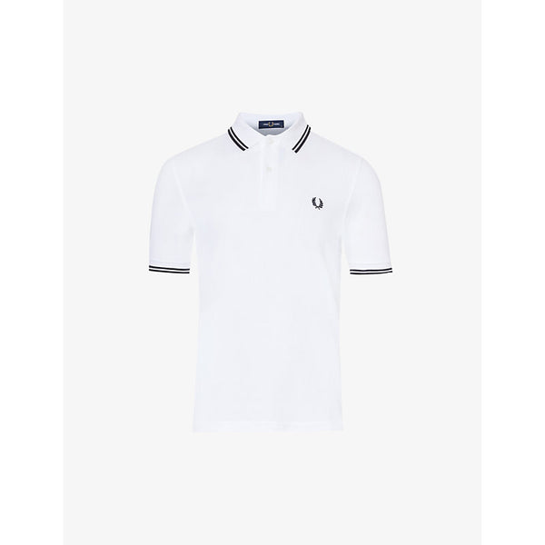  Fred Perry Logo-embroidered striped-trim cotton-piqué polo shirt