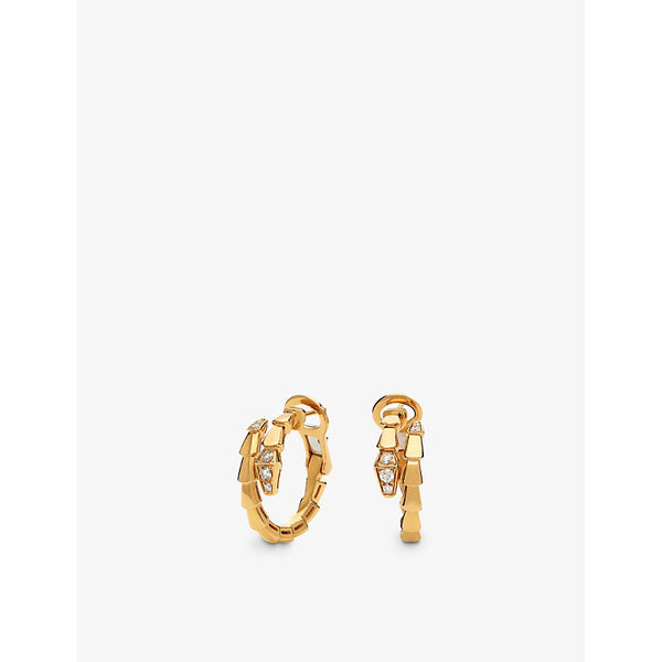 Bvlgari Serpenti Viper 18ct yellow-gold and 0.18ct diamond hoop earrings