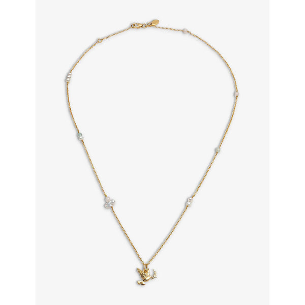 La Maison Couture With Love Darling Peace Gaia 14ct gold-plated sterling-silver, gemstone and pearl necklace