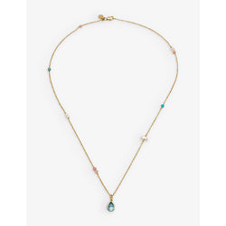 La Maison Couture With Love Darling Water Drop Gaia 14ct yellow gold-plated sterling-silver, topaz, pearl, coral and turquoise necklace