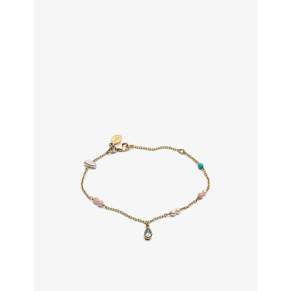 La Maison Couture With Love Darling Water Drop Gaia 14ct yellow gold-plated sterling-silver, topaz, pearl, coral and turquoise bracelet