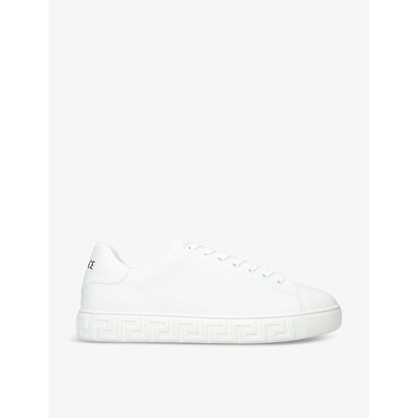 Versace Greca-pattern brand-tab leather low-top trainers | Versace