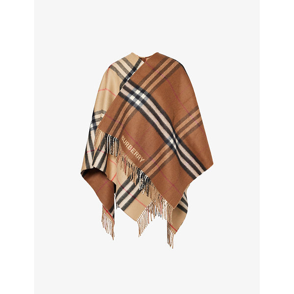 Burberry Giant Check fringed-trim cashmere-blend cape