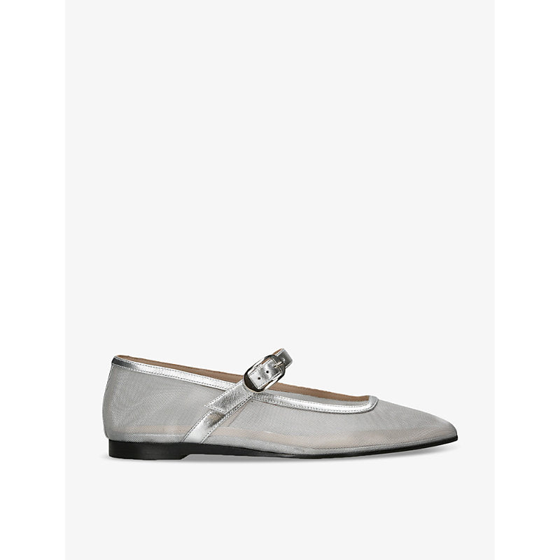 Le Monde Beryl Round-toe mesh and patent-leather Mary-Jane flats