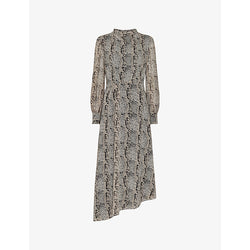 Whistles Meg snake-print recycled-polyester midi dress