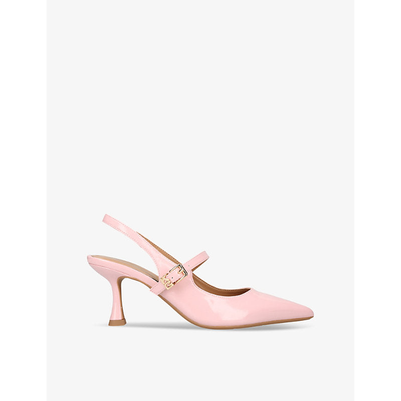 Kg Kurt Geiger Alina logo-buckle patent faux-leather heeled courts | KG KURT GEIGER