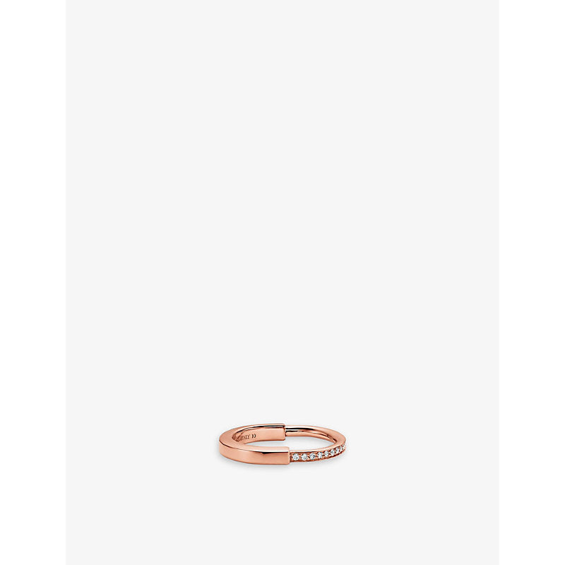 Tiffany & Co Tiffany Lock 18ct rose-gold and 0.17ct round-brilliant diamond ring