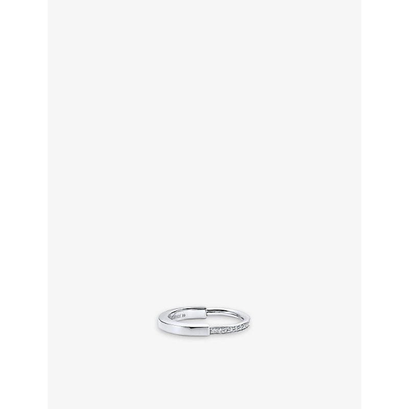 Tiffany & Co Tiffany Lock 18ct white-gold and 0.17ct round-brilliant diamond ring