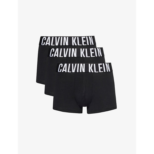 Calvin Klein Logo-waistband pack of three stretch-cotton trunks